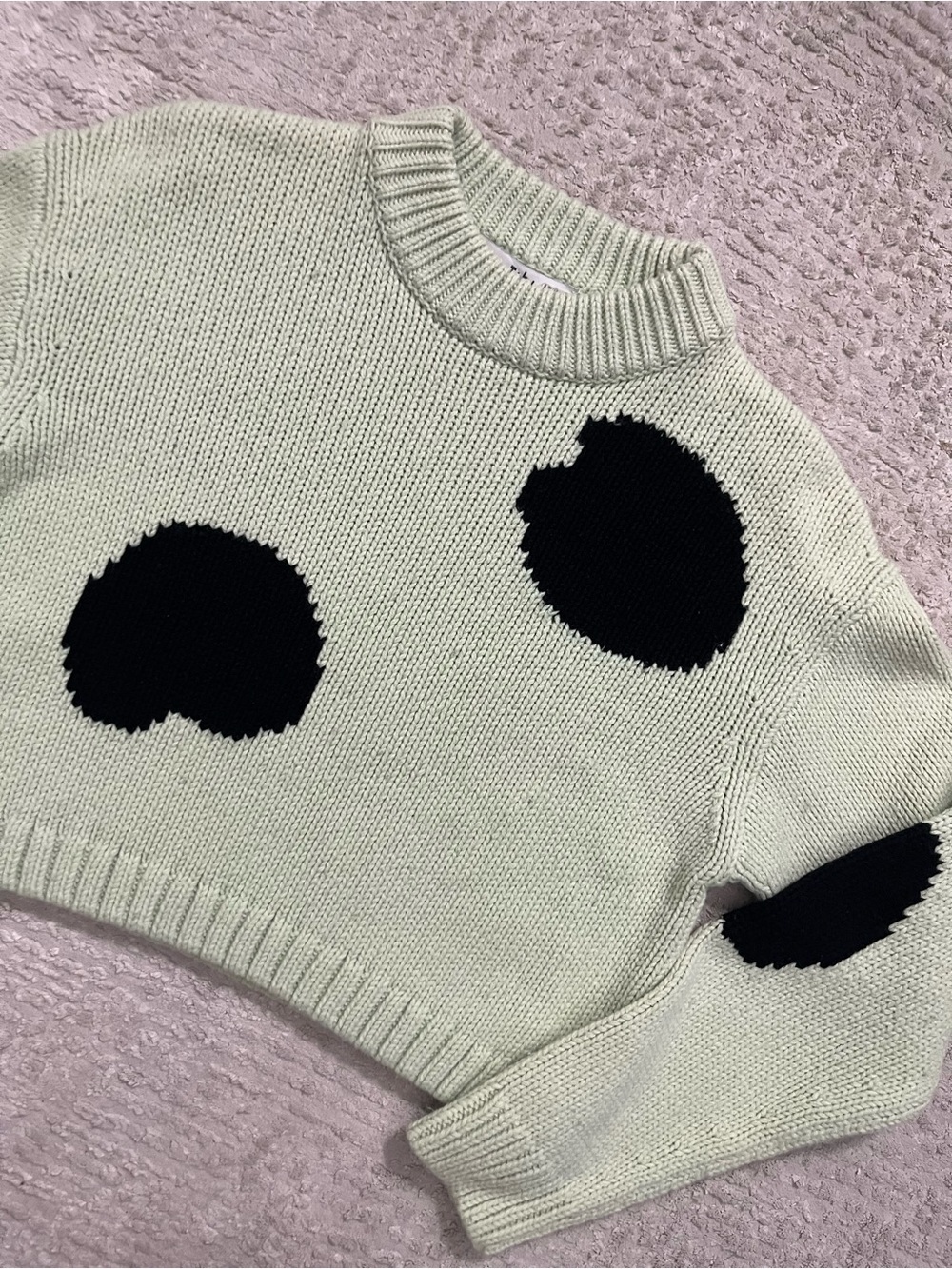 TIBI Wool Blend Cropped Polka Dot Sweater - Picture 3 of 9